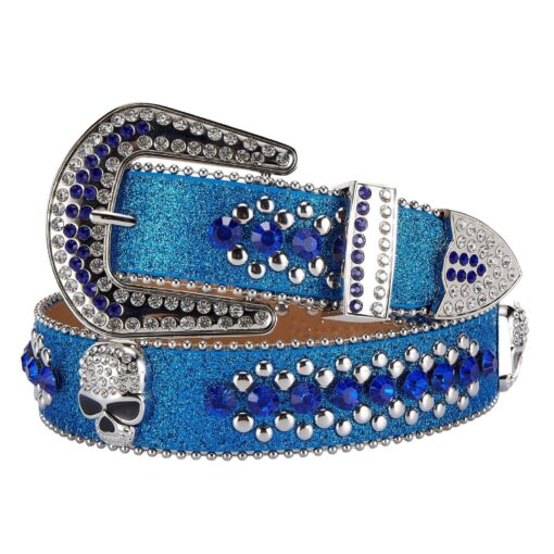 Blue and Silver BB belt with skulls