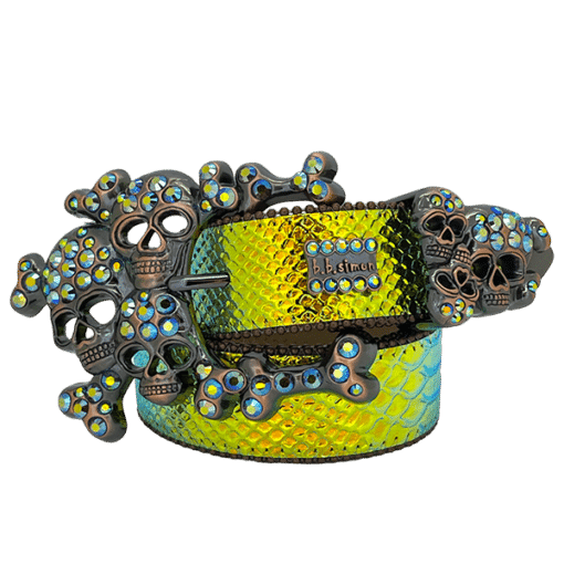 Iridescent Gold Python Skull pile BB Belt